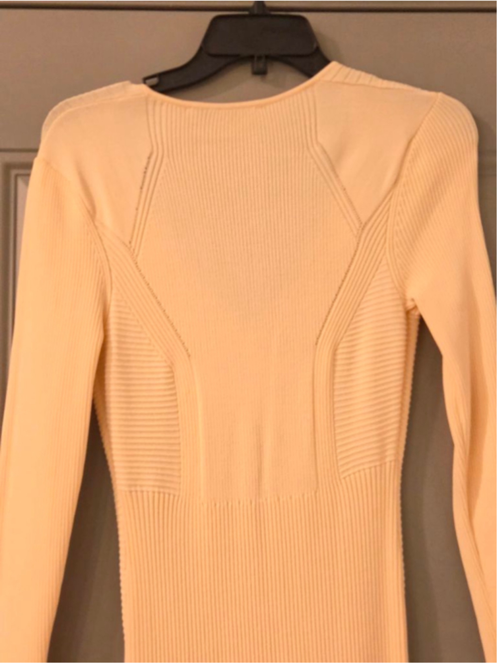 Women's ZARA Long Sleeve Ribbed Knit Midi Dress in Beige, Size L - Picture 10 of 12